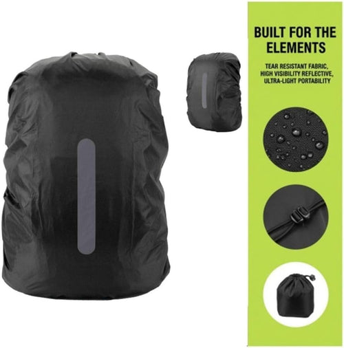 2PCS Water Proof Backpack Rain Cover – High Visibility Reflective, Lightweight Rucksack Protector for Hiking/Cycling/Camping Medium Black