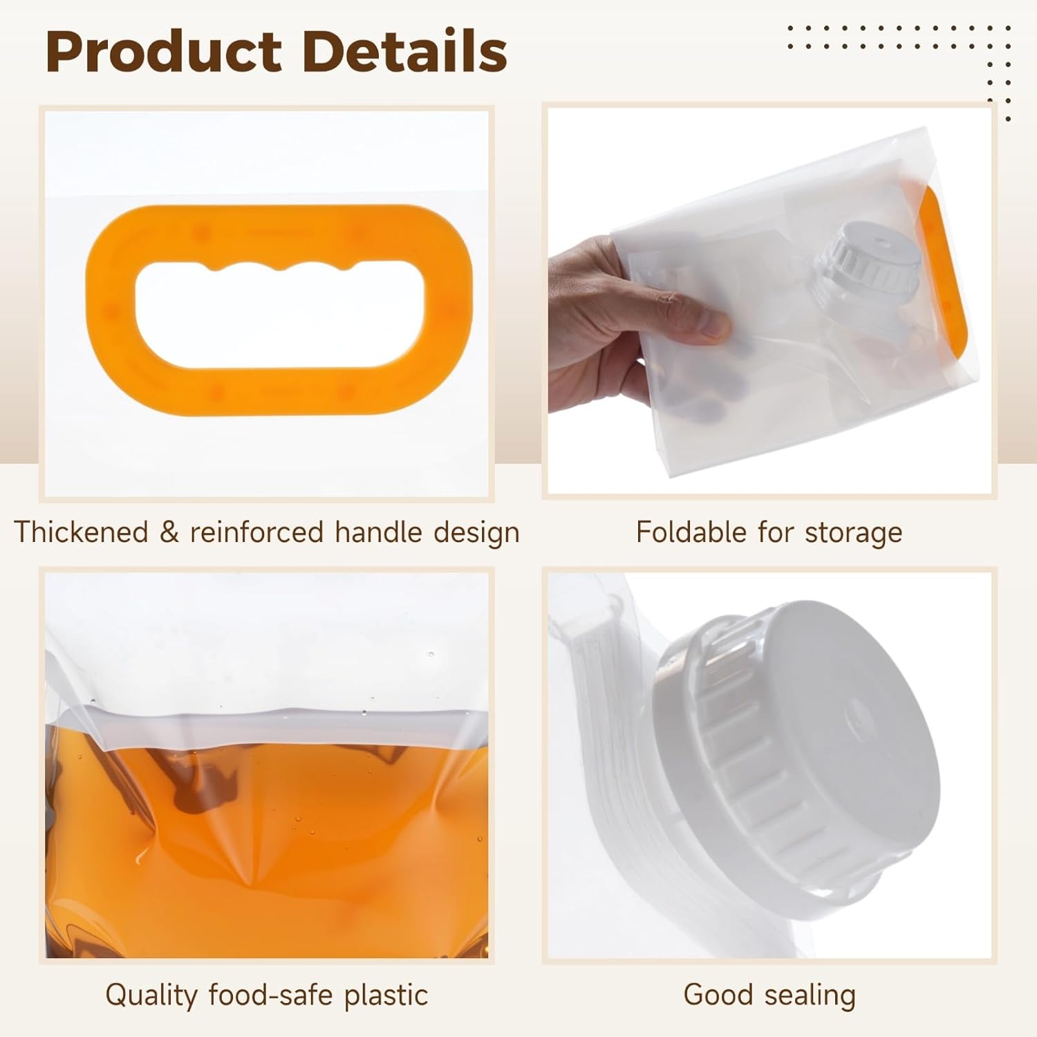 36 Pcs 5 L / 1.32 Gallon Collapsible Water Storage Bag, Clear Plastic Containers with Handle & Large Opening, Foldable & Reusable Emergency Water Container for Outdoor Camping, Hiking, Backpacking