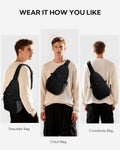 WATERFLY Small Crossbody Sling Bag: RFID Sling Backpack Chest Bag Travel Shoulder Multiple Pockets Hiking Daypack for Man Woman Black
