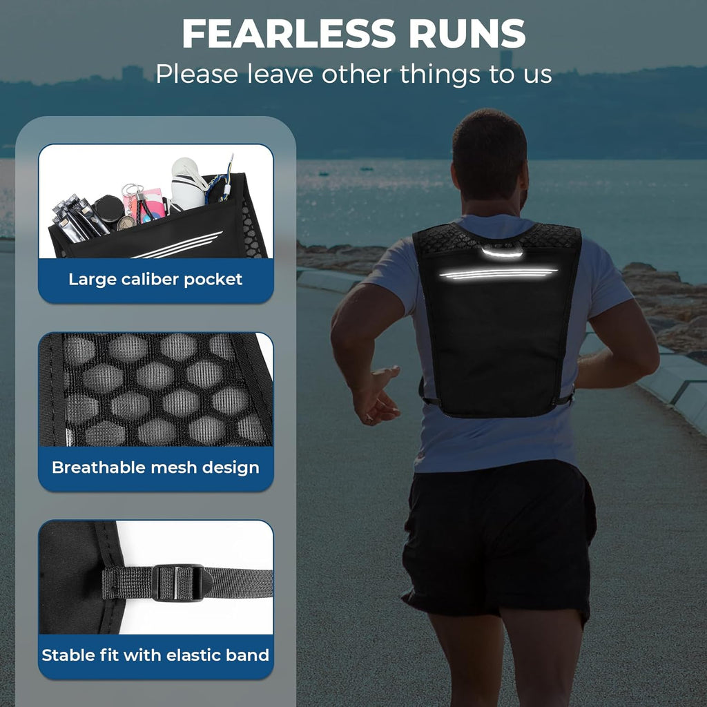 Running Hydration Vest, Adjustable Chest Straps Running Vest for Women Men with 500ml Soft Flask Black size1