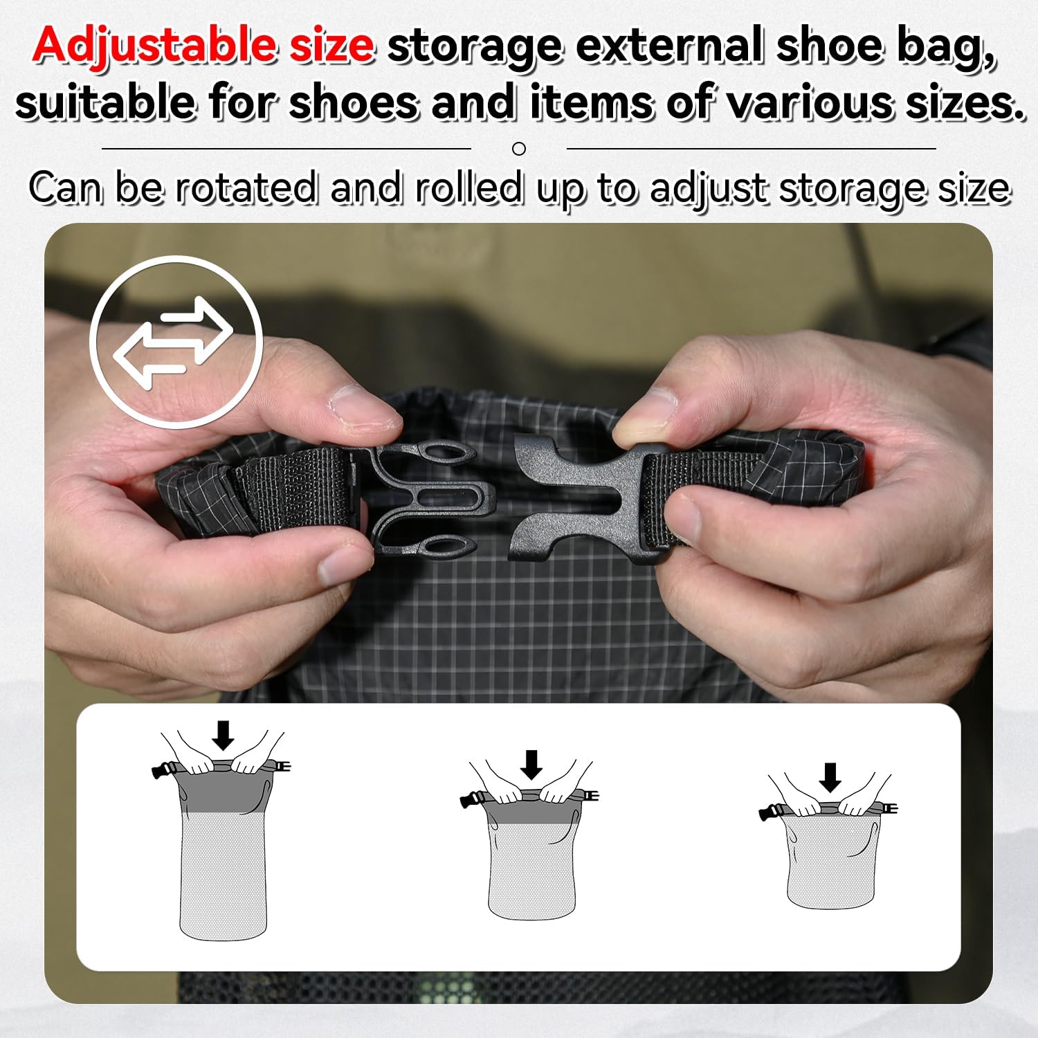 HIKEMAN Mesh Shoe Storage Bag for Hiking, Backpack External Storage Pouch, Attach to Backpack for Hiking, Camping, Backpacking & Outdoor Activities(Army Green, M) Army Green M