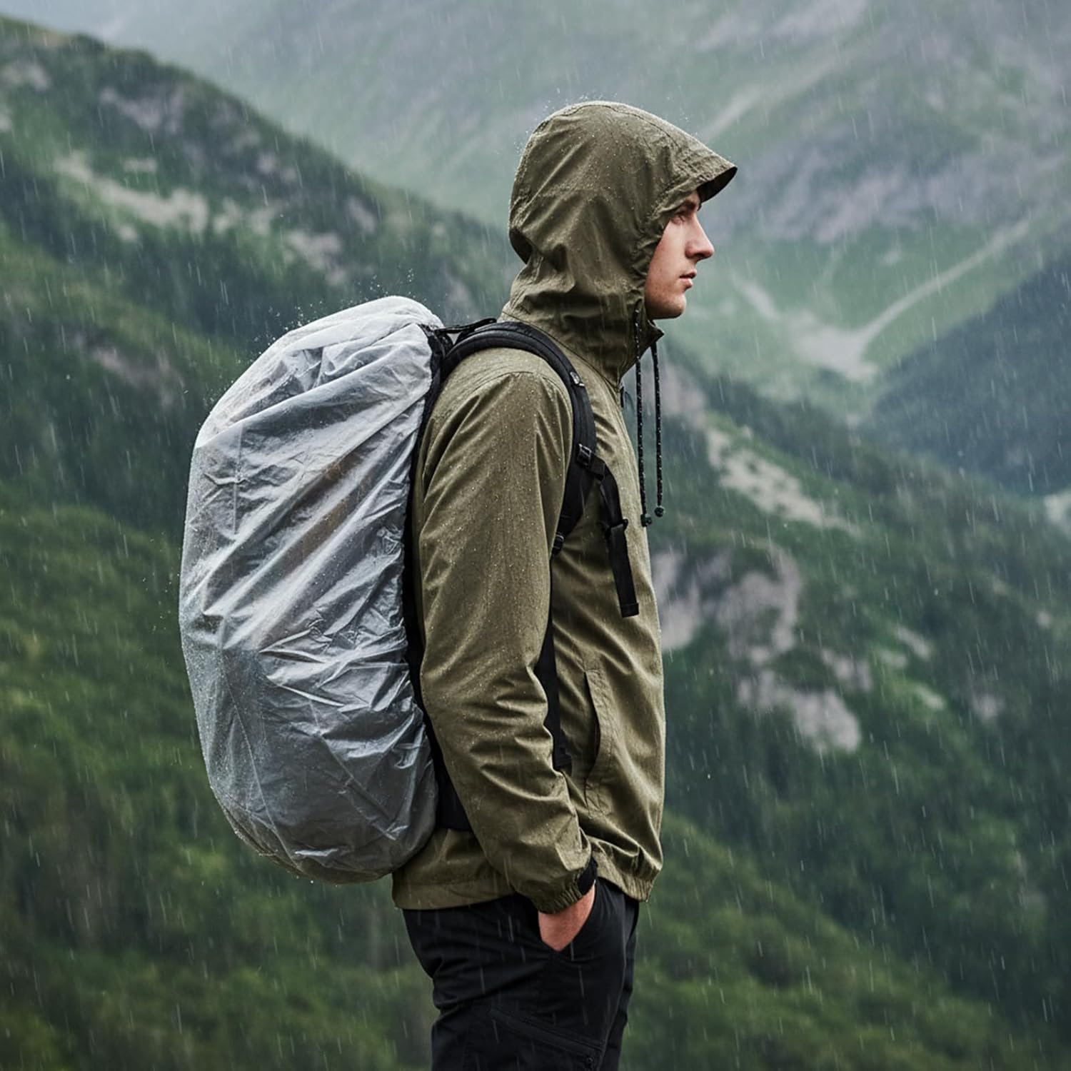 10 PCS Backpack Cover Rain Waterproof Disposable Backpack Rain Cover Waterproof Rain-Cover for Backpacks Outdoor Camping Air Travel Cycling Hiking (15l-40l)