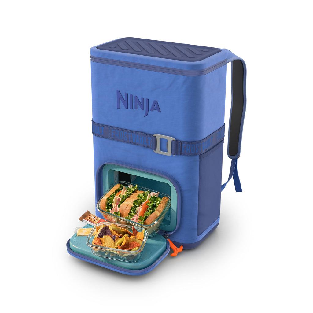 Ninja Backpack Cooler | FrostVault Go 24 Can Soft Cooler | Leakproof Zipper with Built in Can Opener, 2 Ice Packs & Dry Storage Drawer | for Hiking, Camping & More | Halocline Green | FF124TL