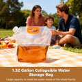 36 Pcs 5 L / 1.32 Gallon Collapsible Water Storage Bag, Clear Plastic Containers with Handle & Large Opening, Foldable & Reusable Emergency Water Container for Outdoor Camping, Hiking, Backpacking
