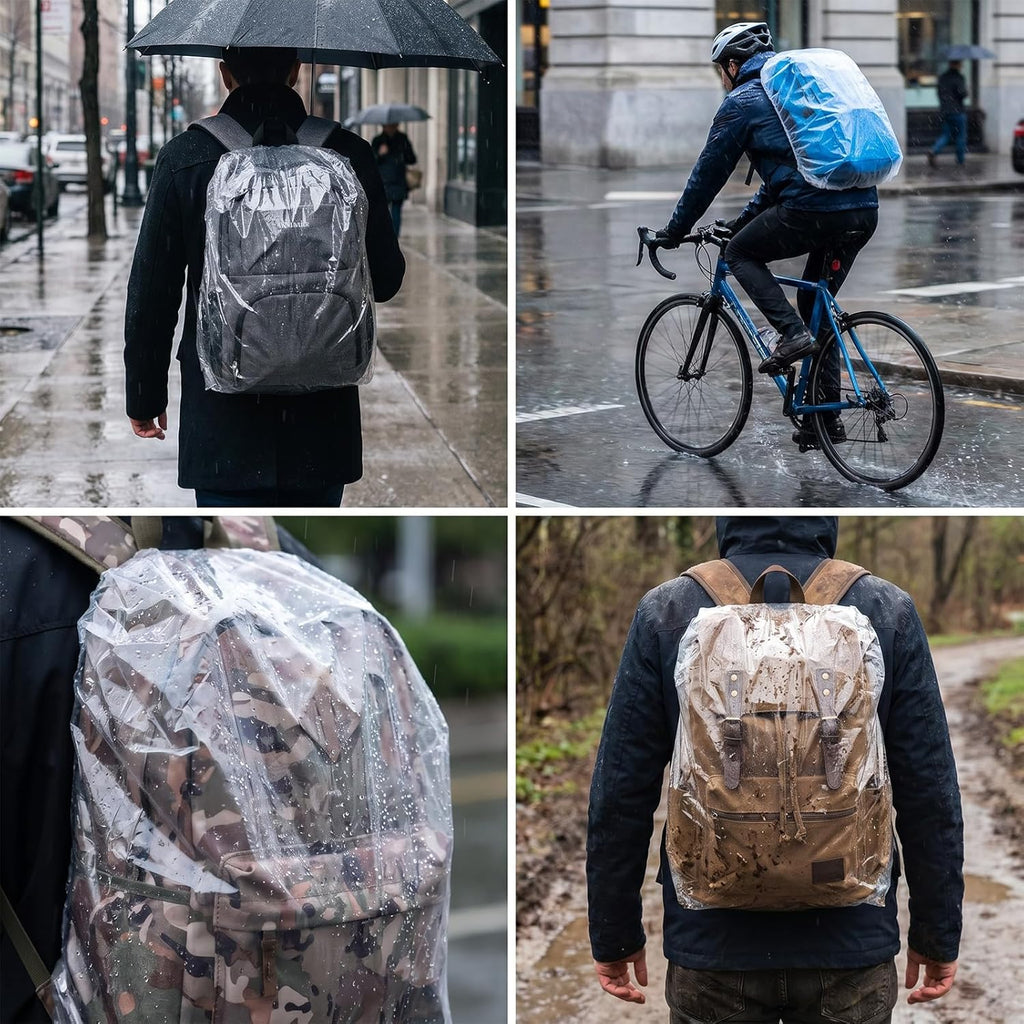 10 Pack Waterproof Backpack Rain Cover Disposable Lightweight Back Pack Covers Elastic Protector Bag Rain Cover for Backpacks Outdoor Hiking Cycling Camping Travel Emergency 15L-40L