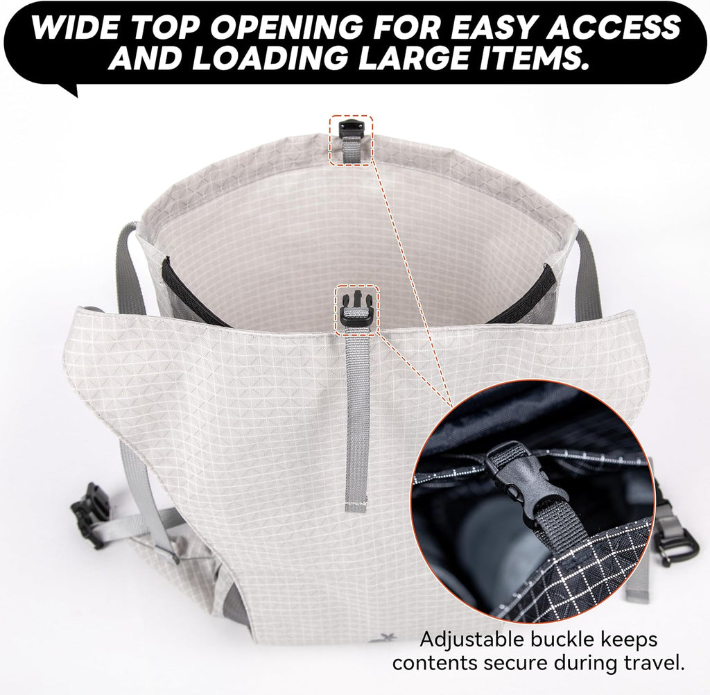 HIKEMAN Kangaroo Pocket Backpack – Large Capacity, Lightweight Breathable Mesh, External Storage Pocket, Waterproof, Adjustable Length, for Climbing, Hiking, Travel (Gray)