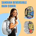 SANDIAN, Waterproof Backpack Rain Cover, Reversible, Durable, Omni Direction Stretch One Size Fits Most Multipacks, Silver Reflective and Design, Great for Schooling Commuter Hiking Backpacking OMG