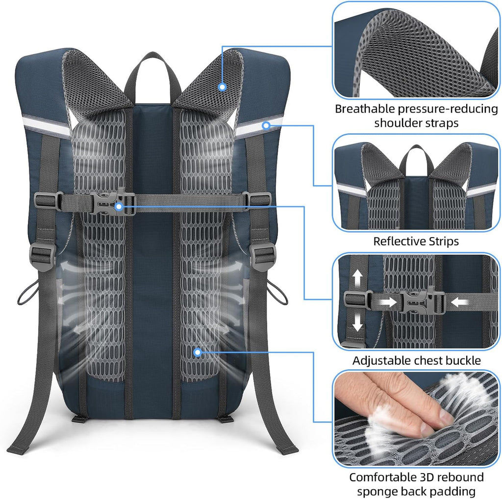 RealCool Hiking Backpack for Men Women,20L Lightweight Waterproof Travel Camping Backpack Hiking Daypack for Cycling Running,Blue 20L Blue