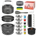 THTYBROS 43-Piece Camping Cookware Set,Large Mess Kit for 6 Persons,with 4.75QT Pot,2.1QT Kettle,Frying Pan,Cups,Utensils and Tableware,Heavy Duty Aluminum Cook Set for Outdoor Camping,Hiking,Picnic