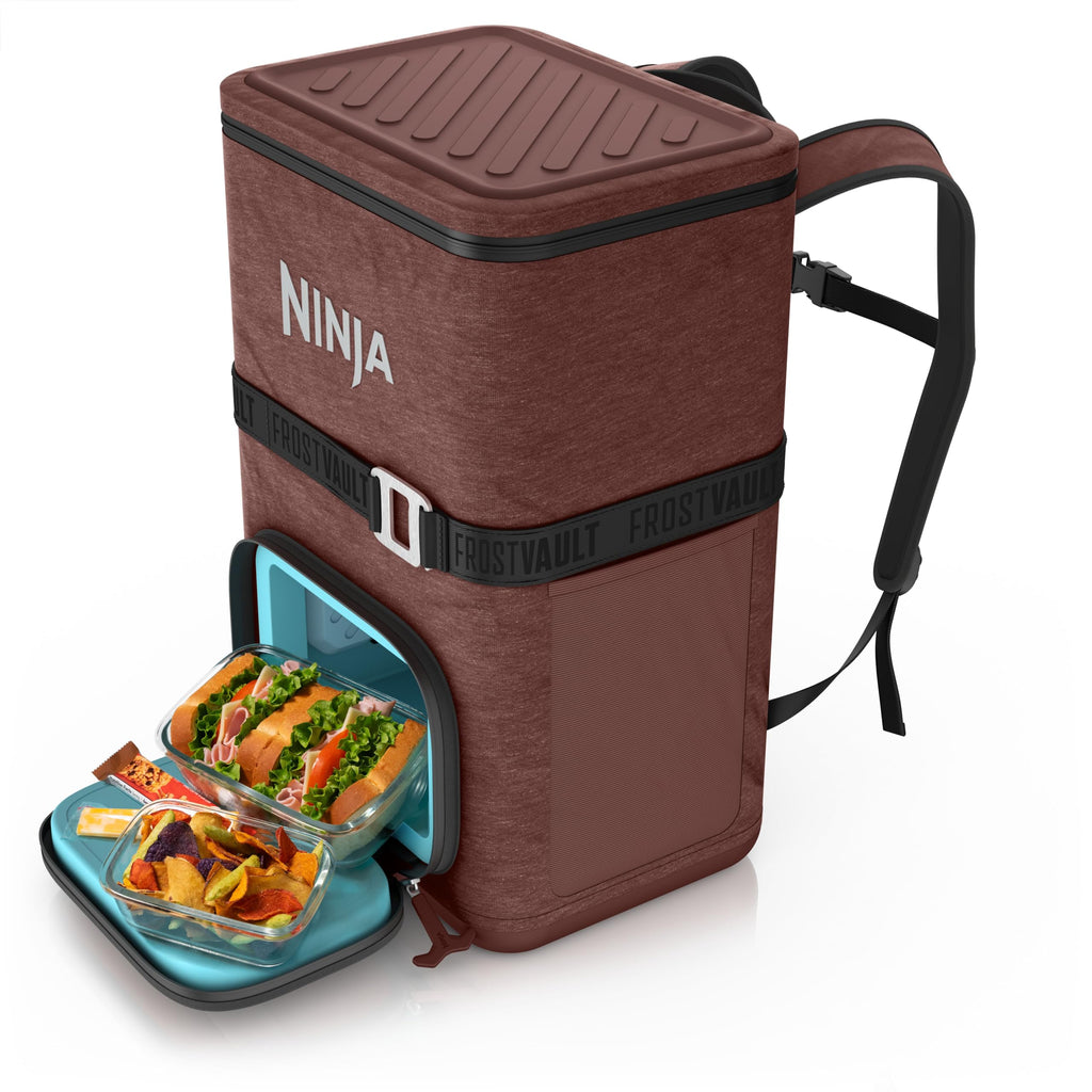 Ninja Backpack Cooler | FrostVault Go 24 Can Soft Cooler | Leakproof Zipper with Built in Can Opener, 2 Ice Packs & Dry Storage Drawer | for Hiking, Camping & More | Halocline Green | FF124TL