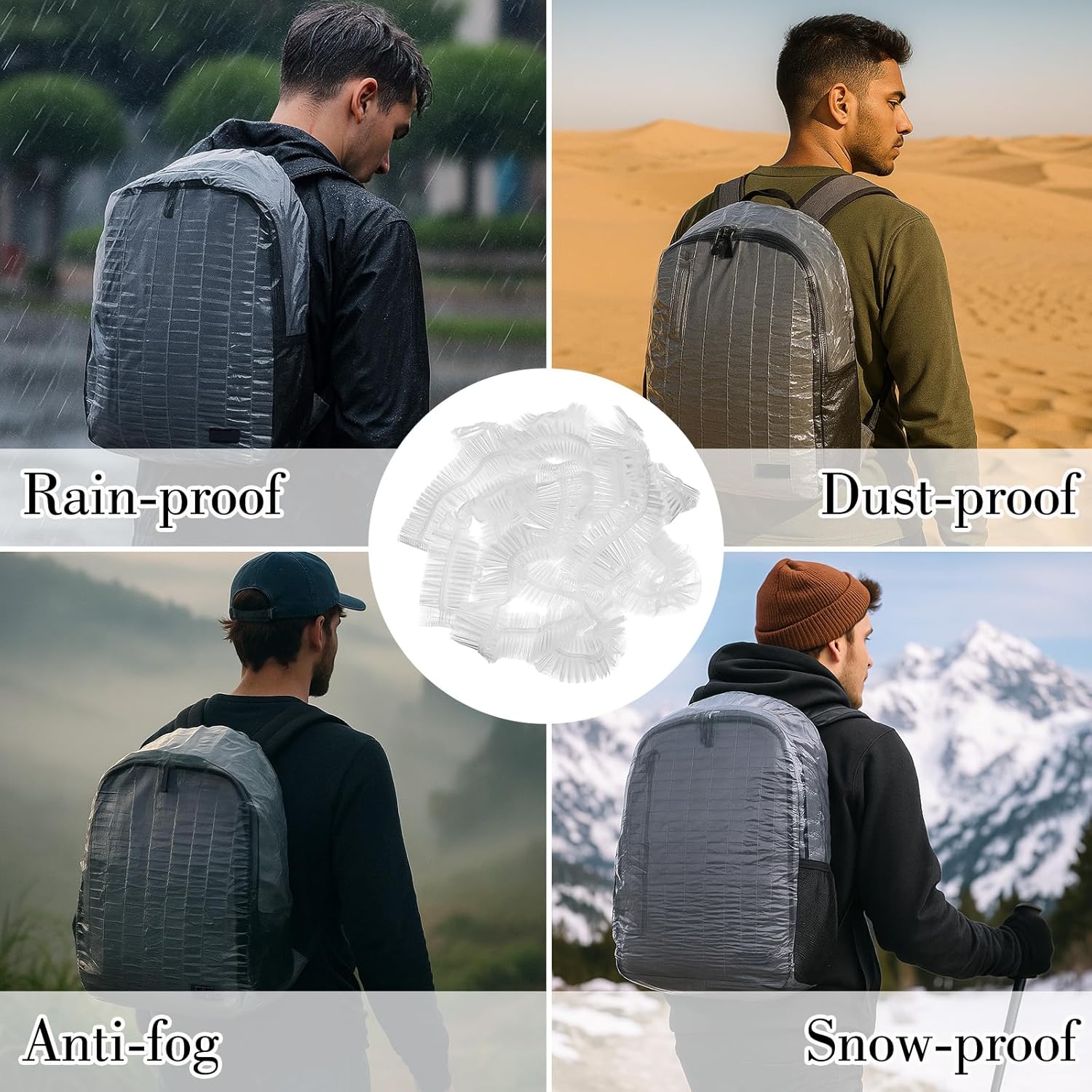 Amaxiu 10 Pcs Backpack Rain Cover, Disposable Waterproof Lightweight Backpack Cover Elastic Covers Protector Disposable Rain Covers for Backpacks Outdoor Camping Travel Hiking Cycling Emergency