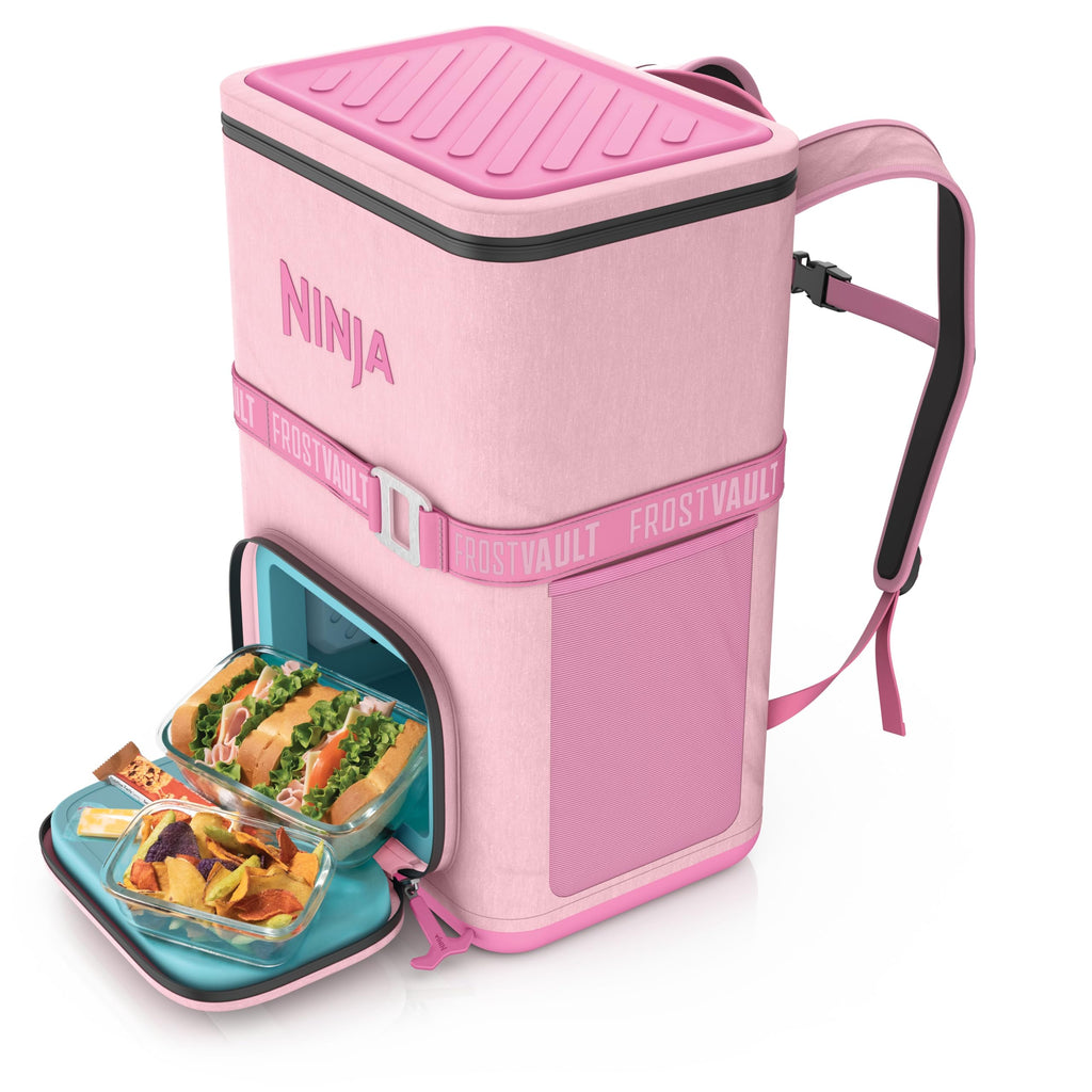 Ninja Backpack Cooler | FrostVault Go 24 Can Soft Cooler | Leakproof Zipper with Built in Can Opener, 2 Ice Packs & Dry Storage Drawer | for Hiking, Camping & More | Halocline Green | FF124TL