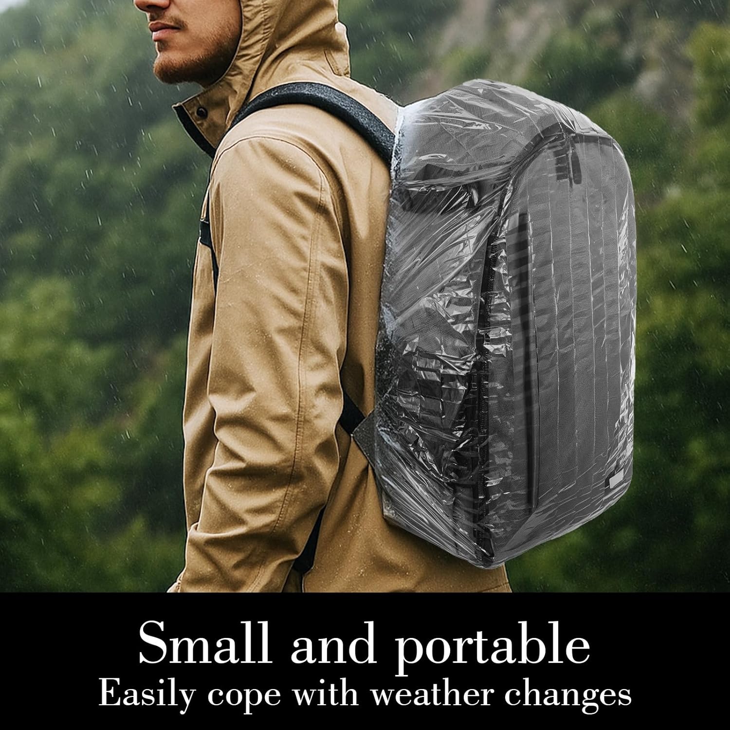 Amaxiu 10 Pcs Backpack Rain Cover, Disposable Waterproof Lightweight Backpack Cover Elastic Covers Protector Disposable Rain Covers for Backpacks Outdoor Camping Travel Hiking Cycling Emergency