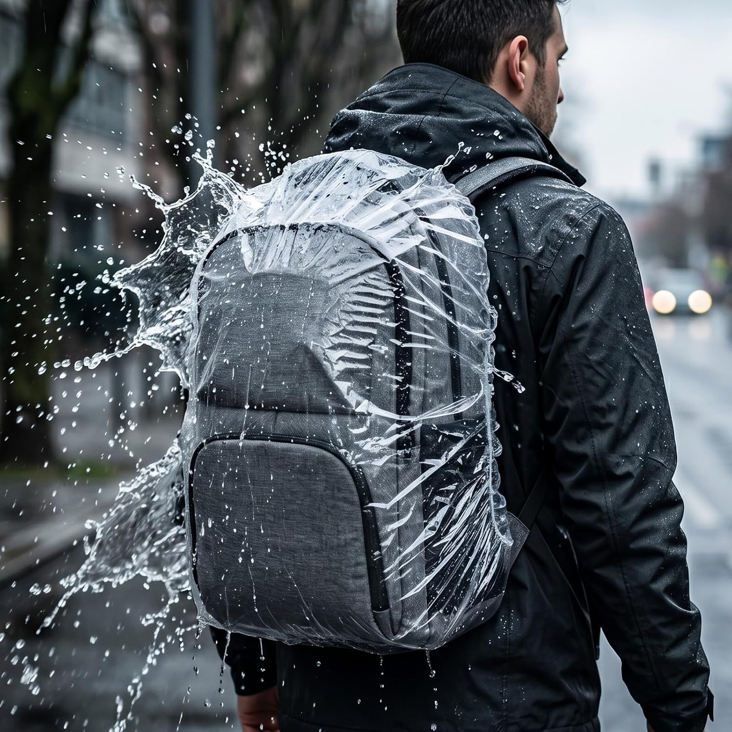 10 Pack Waterproof Backpack Rain Cover Disposable Lightweight Back Pack Covers Elastic Protector Bag Rain Cover for Backpacks Outdoor Hiking Cycling Camping Travel Emergency 15L-40L