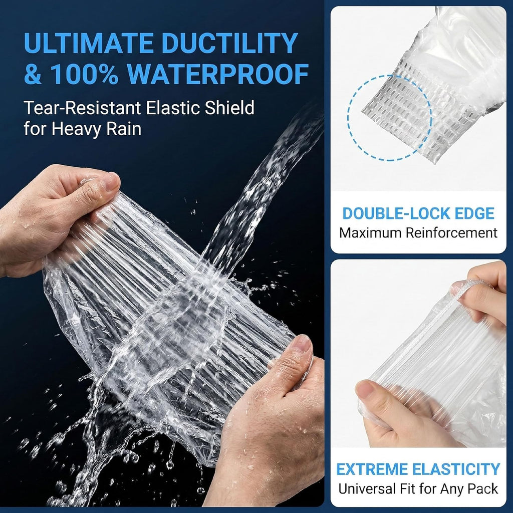 10-Pack Clear Backpack Rain Cover with Storage Box Waterproof Backpack Cover for Air Travel Hiking Camping Fits 15L-40L Bags Transparent Bag Cover Protector Outdoor Essentials